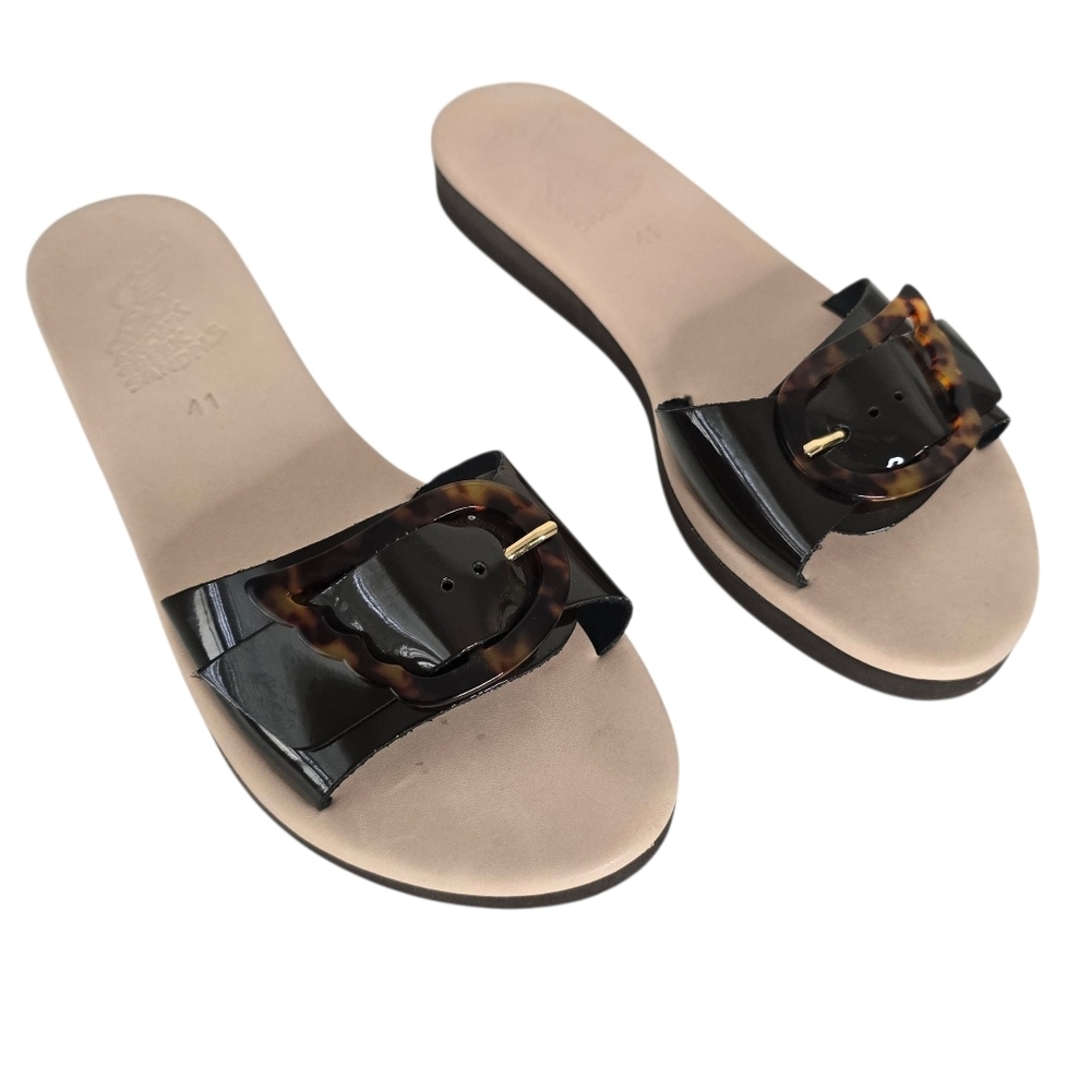 Ancient Greek Sandals Aglaia Slip On Size 41 Brown/Tortoise Shell Buckle